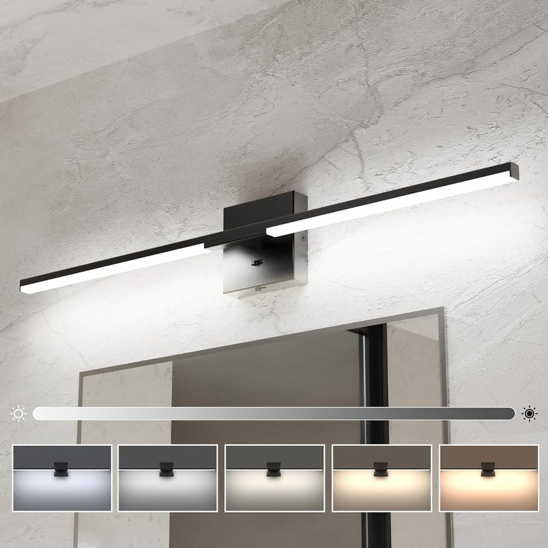 Ensenior Modern Bathroom Vanity Light 32 inch, Built-in Dimmer, 18.5W Dimmable 5CCT Led Bath Lights, Black Bar Vanity Light for Bathroom Mirror Cabinets Bedroom-FCC & ETL Certificated - Image 1